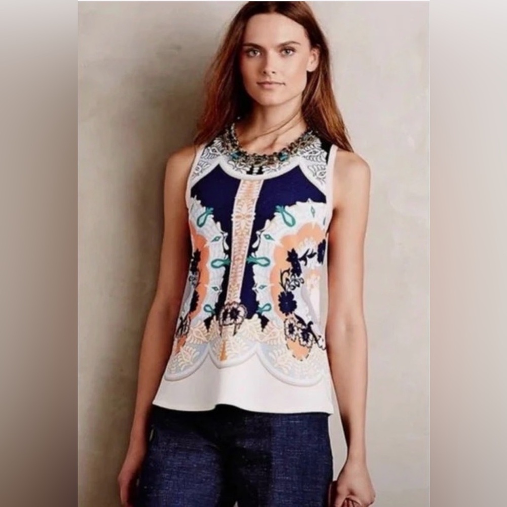 Anthropologie (Postage Stamp) | Graphic Dress Tank, XL